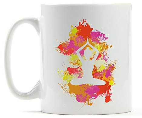 1art1 Silhouetten Yoga Lotos Pose, Farbkleckse Foto-Tasse Kaffeetasse 9x8 cm