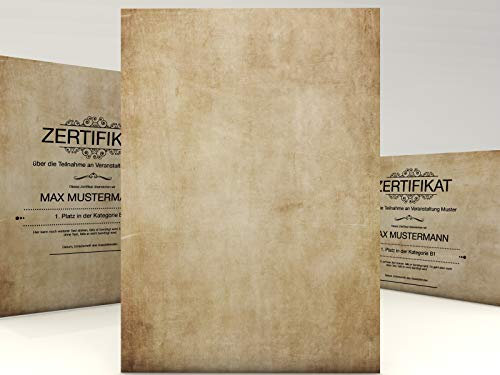 Urkundenpapier Vintage Classic 10 Blatt | universal | für Urkunden Zertifikate Speisekarten | DIN A4 190g/qm | hochwertig