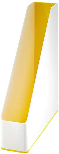 Leitz Stehsammler A4, 4er Pack, Zweifarbiges Design, Weiß/Gelb, Duo Colour, WOW, 53621016