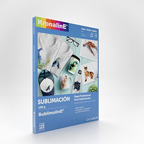 Kronaline | Professionelles Sublimationspapier, hohe Effizienz, schnell trocknend, 100 g A4, 125 Blatt