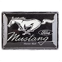 Nostalgic-Art Retro Blechschild, 20 x 30 cm, Ford Mustang – Horse Logo Black – Geschenk-Idee für Ford-Zubehör Fans, Original Lizenzprodukt (OLP), aus Metall, Vintage Design, Blechschilder Sprüche