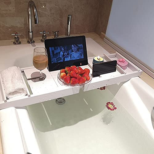 YIWOYI Badewannentisch-Tablett, Bambus-Badewannentablett, rutschfest, für Spa, Wein, Tablet-Halterung, Leseständer, Badewanne (Stil 2)
