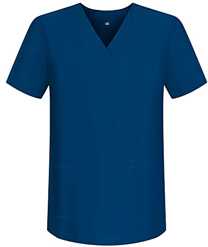 MISEMIYA - Medizinische Uniformen Unisex Top Krankenschwester Krankenhaus Berufskleidung BZ-6801 - Large, Marineblau 68