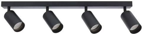 EDO Deckenstrahler GU10 MALGA, 4 Flammig, Deckenlampe Schwarz, Drehbar Spotbalken, Deckenleuchte Schwenkbar, Wandlampe Innen, Wandstrahler, Spot, Downlight, Lampe für Schlafzimmer, Küche, Wohnzimmer