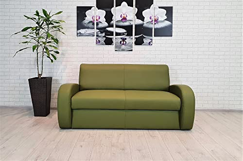 Quattro Meble Grünes Echtleder 2,5 er Sofa Mediolan FS mit Schlaffunktion Ledersofa Echt Leder Couch Leder Toledo große Farbauswahl !!!