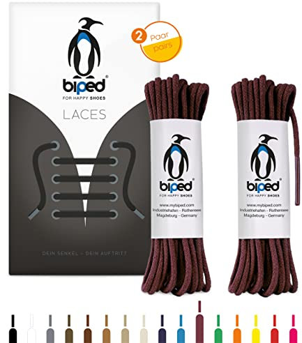 biped LACES 2 paia di lacci rotondi in cotone ¿ 2 mm sottili - lacci rotondi premium per scarpe e stivali in pelle - resistenti agli strappi e lavabili - made in EU z2900(bordeaux,90 cm)