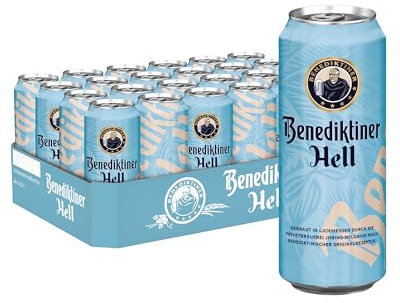 BENEDIKTINER® Hell | Dosen-Bier (24x 0,5l) | Goldgelbe Farbe und angenehme Malzsüße | Gebraut nach dem deutschen Reinheitsgebot