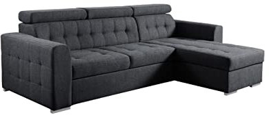 Ecksofa Zara mit einstellbare Kopfstützen, Eckcouch mit Bettkasten und Schlaffunktion, L-Form Couch, Bettsofa, Sofa Wohnlandschaft Polstersofa Polstergarnitur (Kronos 22, Seite: Rechts)