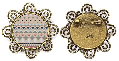 Broche en forme de losange en forme de triangle - Bleu rouge et gris - Bijoux pour filles, M