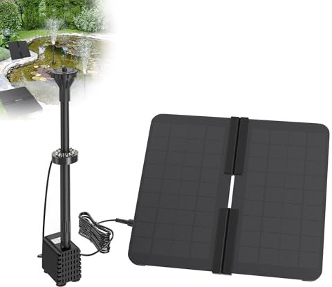 XMTECH Bomba solar para estanque plegable, fuente solar, bomba de agua solar, con soporte ajustable, boquillas de pulverización, 20 W, bomba solar para jardín, estanque pequeño, baño de pájaros