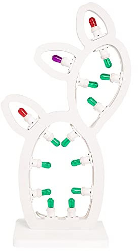 Lampada da tavolo in Legno FICO d'India o CACTUS Grande 25x19xH64,5 cm LUMINARIA d’arredo pugliese 15 lampadine colorate