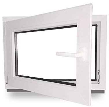 Kellerfenster - Kunststoff - Fenster - weiß - BxH: 75 x 55 cm - 750 x 550 mm - DIN Links - 3 fach Verglasung - 60 mm Profil