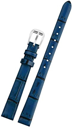 SZCURC 6-14 mm kleine Breite echtes Leder Uhrenarmband Damenarmband erste Schicht Rindsleder Uhrenarmbänder Gürtel, D blau silber, 10 mm
