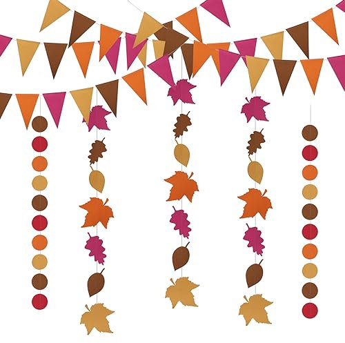 Matogle 3pcs Herbst Deko Girlande Wimpelkette Herbstdeko Banner zum Aufhängen Ahornblätter Flaggen Set Herbstblätter Dekoration Drinnen und Draußen für Erntedankfest Herbst Thema Geburtstag Party