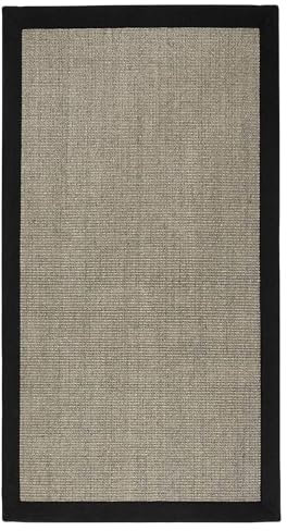 casa pura Amazonas Grau 200 x 290 cm Sisal Teppich – Naturfaser Teppich mit Baumwollbordüre, Wohnteppich, Sisalteppich