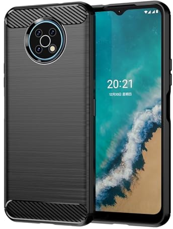 Jhxtech Hülle für Nokia G50 Hülle, TA-1358 Hülle, ultradünne Handyhülle mit Stoßdämpfung aus Karbonfaser TPU Gummi Schutzhüllen für Nokia G50 Schwarz