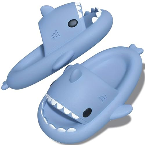 TOPALL Ciabatte Squalo,Pantofole Squalo Donna Uomo, Ciabatte Casa Simpatiche Vertenti,Antiscivolo Morbide Pantofole per Inter ed Piscina Mare Doccia Bambina/Ragazzo/Unisex Estive(Bleu,34/35)