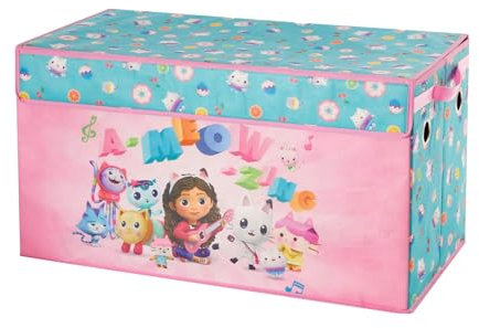 Idea Nuova Gabbys Dollhouse Collapsible Childrens Storage Trunk, Durable with Soft Lid, 28.5x14.5x16
