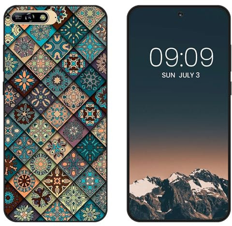 WUACYEAMING für Huawei Y6 2018 Hülle,Mode Schutzhülle Schwarz Handyhülle mit Aesthetic Muster Weich Silikon Dünn TPU Stoßfeste Kratzfest Schutzhülle Cover-Holzmaserung Rahmen