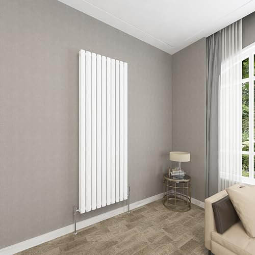 Sky bathroom | 1800x590mm - Modern White Vertical Double Panel Oval Column Radiator Central Heating Designer Radiator