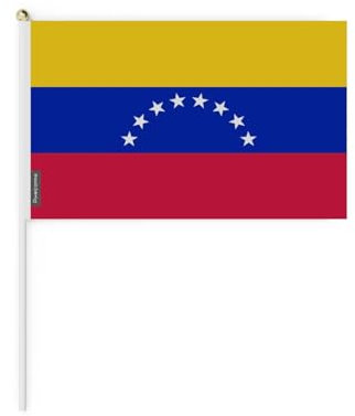 Mini Bandera de Venezuela en varios tamaños 100% poliéster Plástico 14x21cm