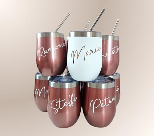 Personalisierter Weinbecher | Thermobecher | Farbwahl | Personalisierte Geschenke | Geschenkidee | JGA | Trauzeugin | Mädelsabend | Edelstahl | Personalisierbar Wunschname