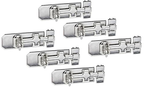 Alberts 858391 Sicherheits-Schlossriegel | mit flachem Griff und befestigter Schlaufe | Edelstahl | Platte 100 x 40 mm | 6er Set, Silber