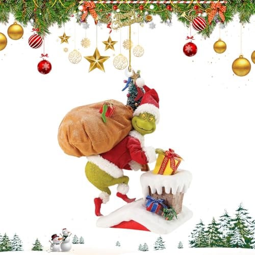 Weihnachtsbaumschmuck, 2024 3DGrinch Ornament, Weihnachtsbaum Hängende Ornamente, Grinch Christmas für Baum Familie Freund Urlaubsatmosphäre Dekorationen, für Weihnachtsbaum-Dekoration