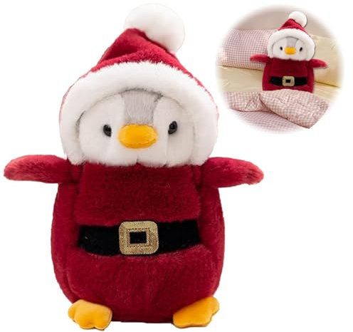 Chingcoo Pinguin Kuscheltier, 25 cm Weihnachten Pinguin Plüschtier Christmas Stofftier Schmusetier zum Kuscheln & Spielen Stofftier Pinguin Weihnachten Geschenk für Jungen Mädchen