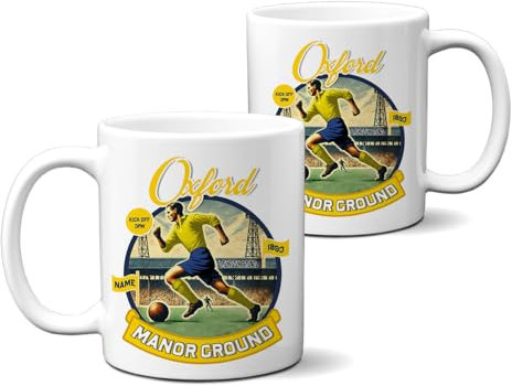 KRAFTYGIFTS Personalised Oxford Mug Nostalgia Football Fan Cup Retro Vintage Tea Coffee Fathers Day Gift for Him NFM64