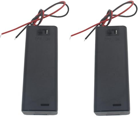 OZXNO 2 Pcs 1 Slot AA Battery Holder with Leads Plastic Battery Case Holder 1 X 1.5V AA Battery Box with Switch and Cover
