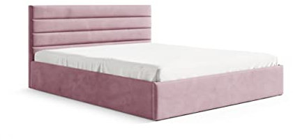 Generisch Polsterbett Rosa aus Velour 120x200 140x200 160x200 180x200 200x200 cm Holz - Lattenrost Bett aus Samt - Doppelbett mit schöner Steppung und besonderem Design (rosa, 180x200)