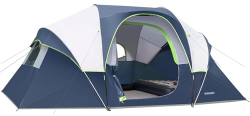 HIKERGARDEN 6-8 Personen Camping Zelt, Tunnelzelte 420 * 330 * 180cm | Tragbares - leicht aufzubauendes Familienzelt für das Camp, 2 separate Zimmer