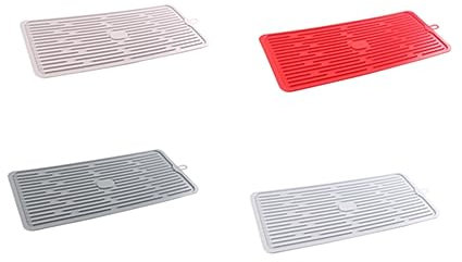 COLLBATH Silikon-abtropfmatte Schmal Für Küche Mit Tiefen Rillen Zum Abtropfen Von Geschirr Und Obst 44,5 X 20 Cm Rutschfest