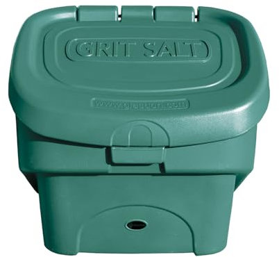 Glasdon Nestor 90 Grit Salt Bin – 90 Litre Storage Container for Winter Safety – Durable & Compact Salt/Grit Box with Embossed Decal (Green)