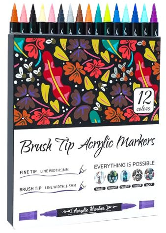 Acrylfarbmarker,Acrylfarbmarker | Wasserfeste Doppelspitze Farbmarker für alle Altersgruppen und Ebenen | Bicolor Bastel- und Künstlerartikel