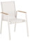 METRO Professional Gartenstuhl mit Armlehne, Aluminium/Textilen-Bespannung/Teak-Holz, 58 x 67 x 88 cm, Stapelbar, Wetterfest, 150 kg Tragkraft, Beige