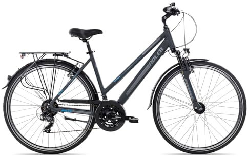 Adler Verona Trapez Damenrad 28 Zoll 21 Gang Trekkingrad aus Aluminium, Farbe:Darkgrey matt/Grey Blue, Rahmengröße:55 cm, Laufradgröße:28 Zoll