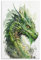 ZZXYHM Fantasy Creatures Poster, Aquarell, grüner Drache, Wandkunst, dekoratives Gemälde, Wandbild, moderne Dekoration, hängendes Kunstposter, 60 x 90 cm