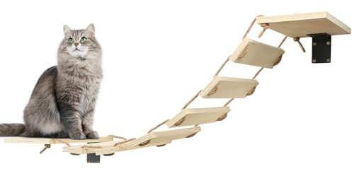 Homewell Hölzerne Katzenbrücke, Kletterwand Katzen, für DIY Catwalk, Katzenhängematte und Katzenwand für die meisten Kätzchen, mittlere und große Katzen, 32.5 * 15.5 * 85 cm