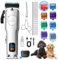 FuzzyFix Leise Hundeschermaschine Dichtes Fell, Wiederaufladbare Schermaschine Hund, Professionelle Hunde Haarschneidemaschine aus Edelstahl mit Keramikklinge Hunderasierer Tierhaarschneidemaschine