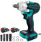 Brushless Cordless Impact Wrench Compatible with 18V Makita Batteries Max Torque 550N.m with 4 Sockets(14/17/19/21mm), 1/2 Brushless Power Impact Gun for Home Car/Truck and More