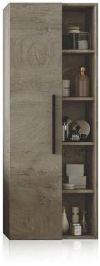 duehome | Columna de Baño Suspendido 1 Puerta con Estantes, Mueble Lavabo, Modelo Sense, Acabado en Color Roble Alaska, Medidas: 51 cm (Largo) x 135 cm (Alto) x 25 cm (Fondo)