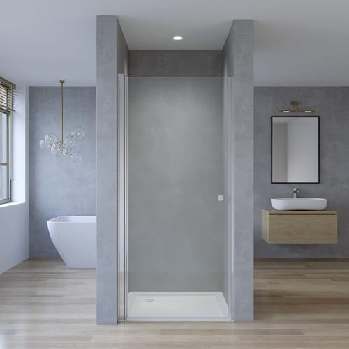 YAKE Duschtür Nischentür 75 cm Dusche Duschabtrennung Glas Duschkabine Duschwand rahmenlos Nischendrehtür 5 mm Sicherheitsglas Glastür Drehtür in Nische Höhe 187cm