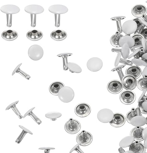 QUARKZMAN 60 Stück Hohlnieten, 10x10mm Leder Nieten, Studs Metall DIY Punk für Schraubnieten, Taschen, Lederband, Mäntel, Handschuhe, Gürtel, Dekoration, Handwerk (Weiß)
