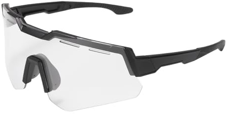 sourcing map Sport Sunglasses Cycling Polarized Sun Glasses for Men Women Mountain Bike Driving Fishing Running, Clear Gray/Black