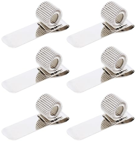 SAIIURV 6 Stück Metall Stifthalter Universal Edelstahl Silber Matel Clip verstellbarer einzelner Stifthalter mit Taschenclip für Notebook und Zwischenablage(6PCS)