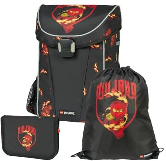 LEGO® NINJAGO® Schulranzen Jungen 1. Klasse Kai – 3-teiliges Easy Light Schulranzen Set mit Rucksack, Federmäppchen Junge & Turnbeutel – leicht & reflektierend