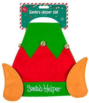 Gem Imports Christmas Elf Hat – Santa’s Helper Fancy Dress Hat with Ears & Bells – Fun Festive Costume Accessory for Christmas Parties & Dressing Up