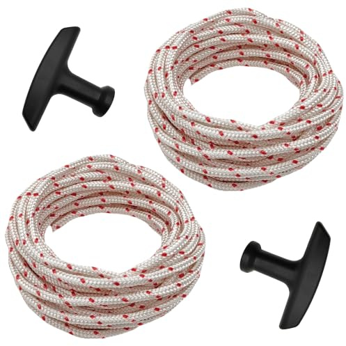 Strongthium Corde de Lanceur 3,5mm & 4mm (12m) Compatible avec Honda Briggs & Stratton Stihl, Cordon de Traction pour Tondeuse à Gazon, Tronçonneuse, Groupe Électrogène, 2 Bobines